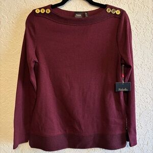 Rafaella NWT Dark Cherry Heather Sweater Size Small